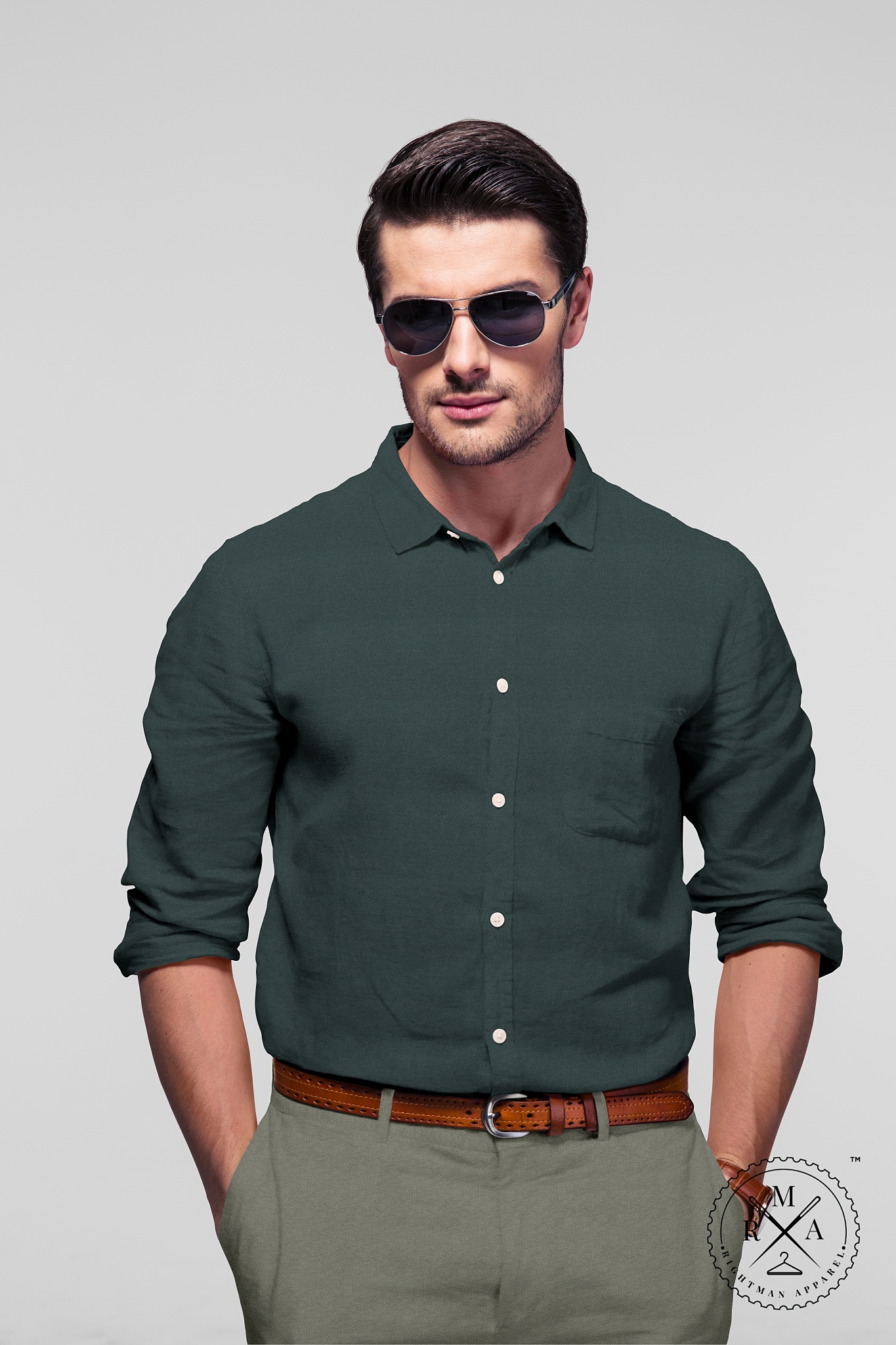 Dark Green Satin Shirt SH342